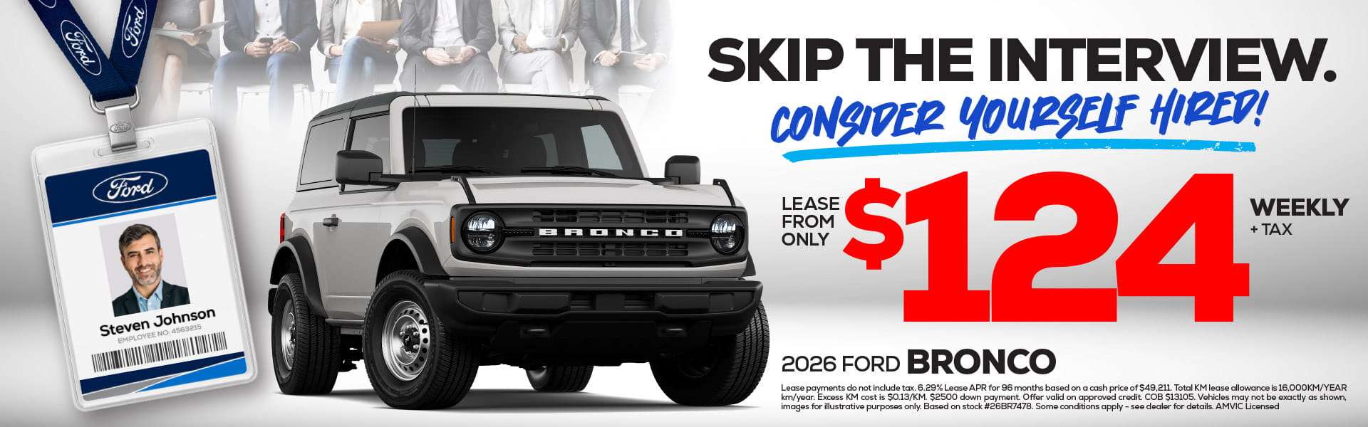 Ford Bronco Lease Special - $124 Weekly + Tax